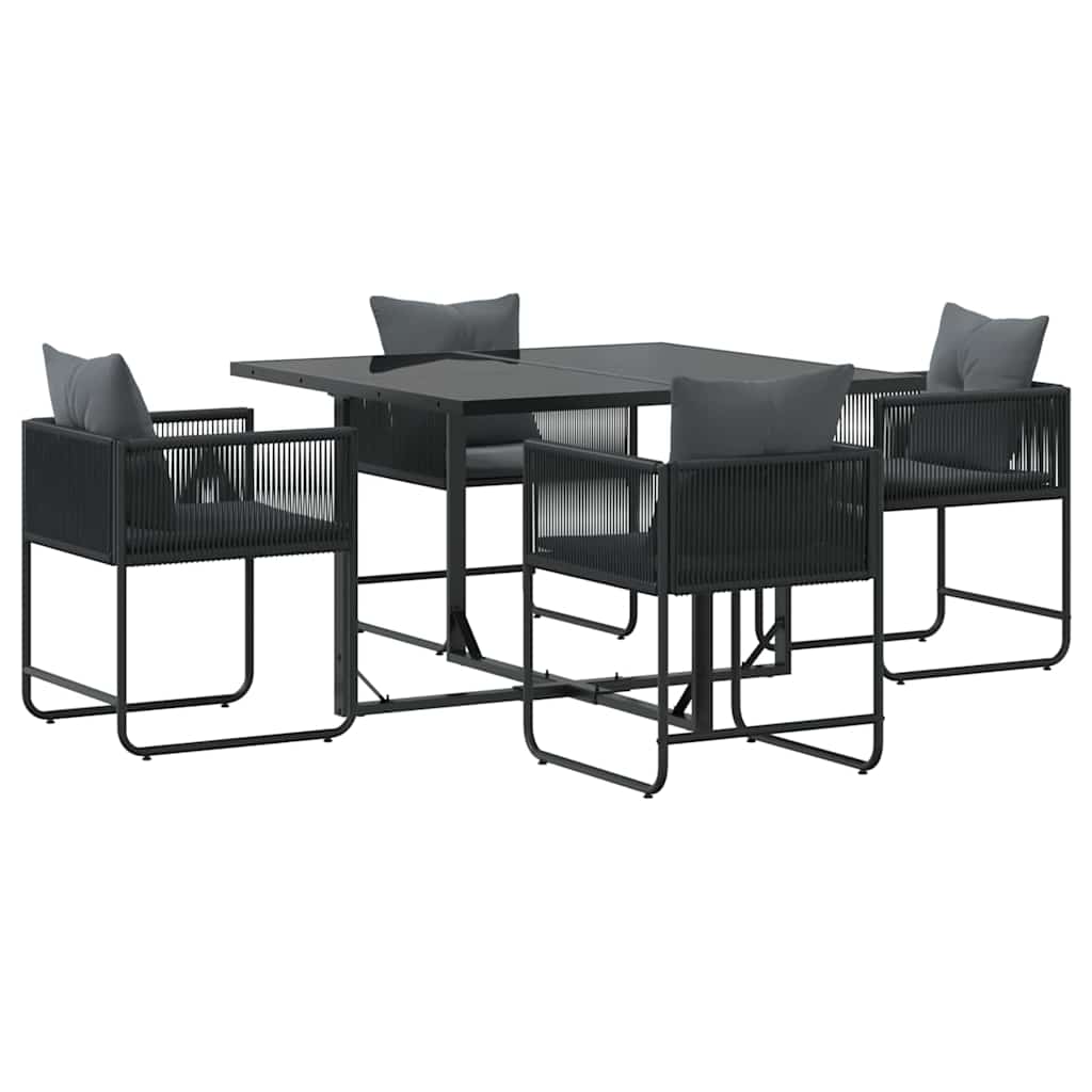 Set da Pranzo per Giardino 5 pcs Nero Acciaio