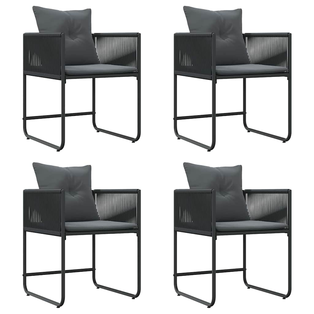 Set da Pranzo per Giardino 5 pcs Nero Acciaio