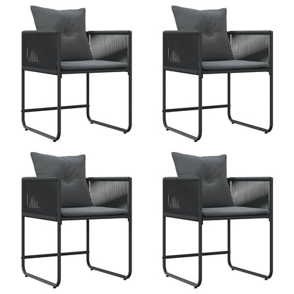 Set da Pranzo per Giardino 5 pcs Nero Acciaio