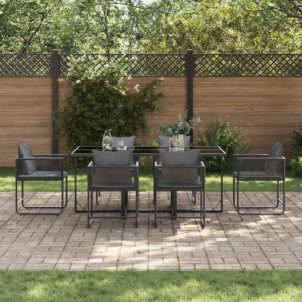 Set da Pranzo per Giardino 7 pcs Nero Acciaio