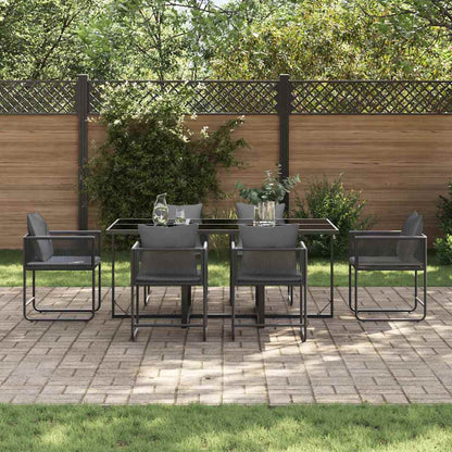Set da Pranzo per Giardino 7 pcs Nero Acciaio