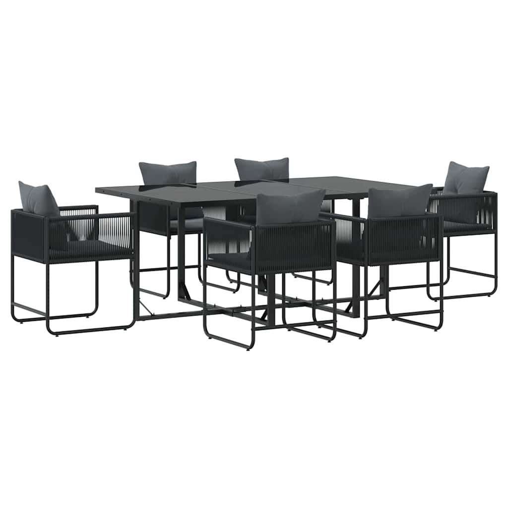Set da Pranzo per Giardino 7 pcs Nero Acciaio