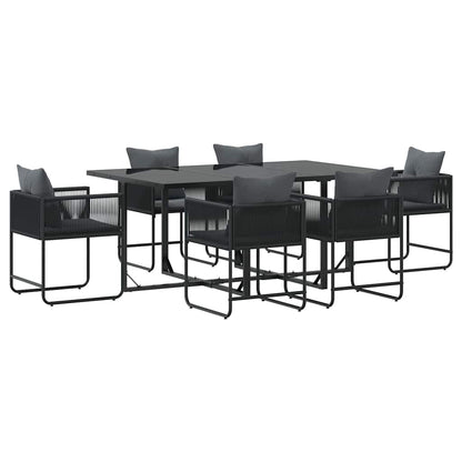 Set da Pranzo per Giardino 7 pcs Nero Acciaio