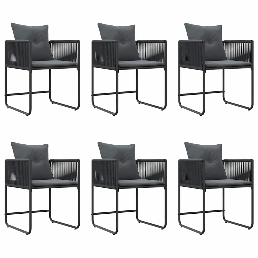 Set da Pranzo per Giardino 7 pcs Nero Acciaio