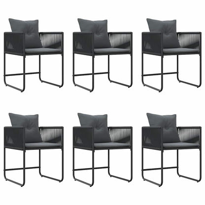 Set da Pranzo per Giardino 7 pcs Nero Acciaio