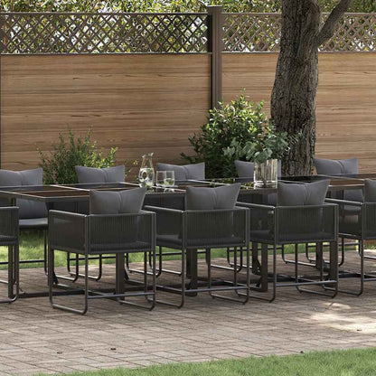 Set da Pranzo per Giardino 13 pcs Nero Acciaio