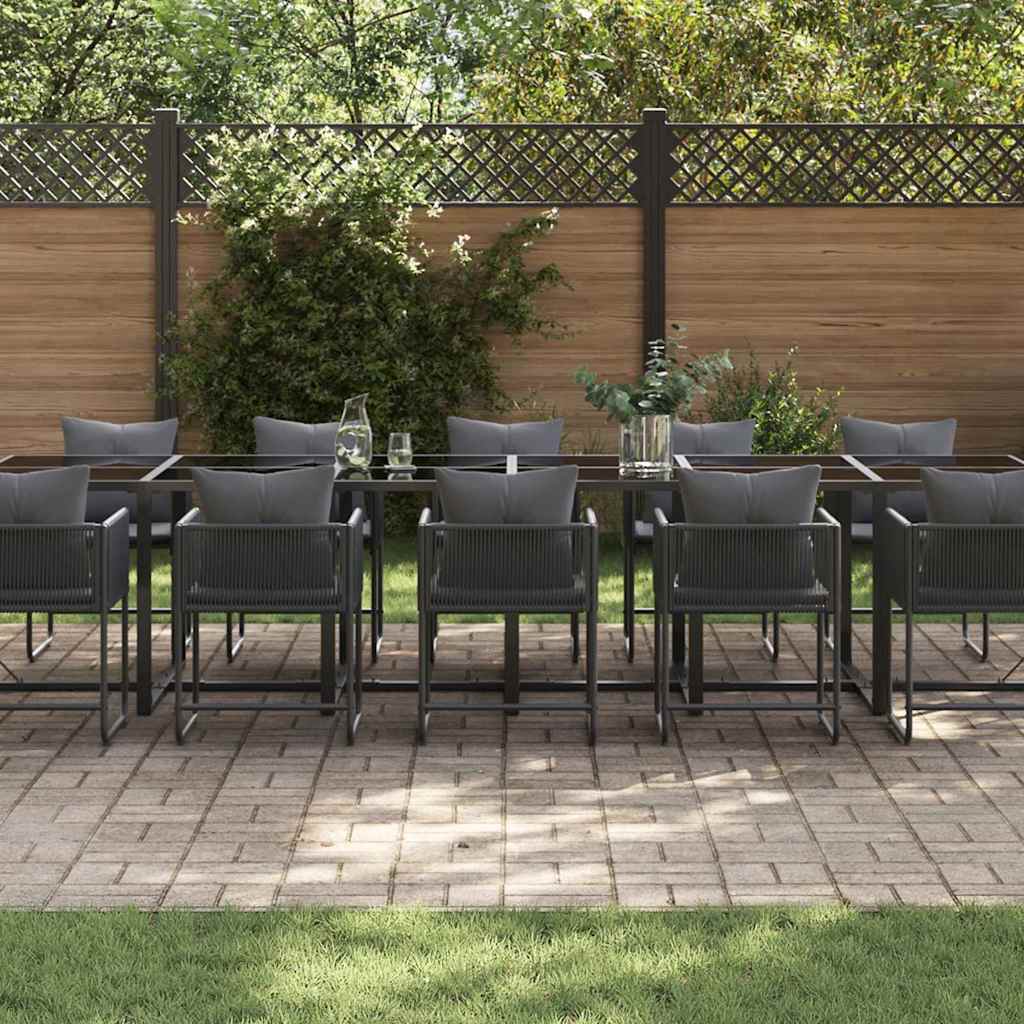 Set da Pranzo per Giardino 13 pcs Nero Acciaio