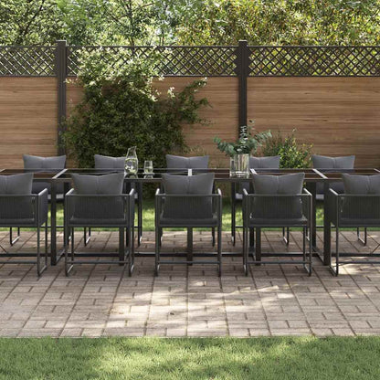 Set da Pranzo per Giardino 13 pcs Nero Acciaio