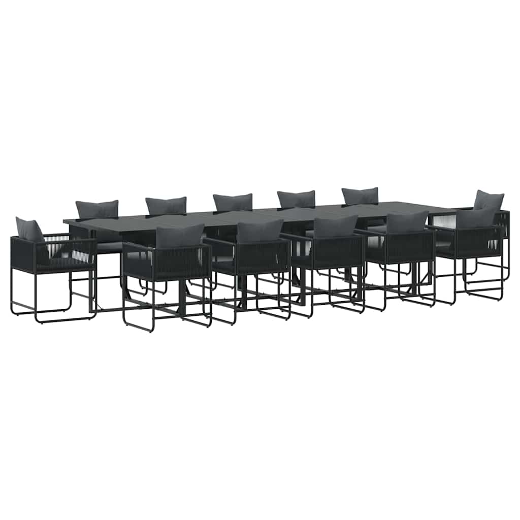 Set da Pranzo per Giardino 13 pcs Nero Acciaio