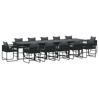 Set da Pranzo per Giardino 13 pcs Nero Acciaio