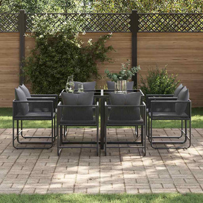 Set da Pranzo per Giardino 9 pcs Nero Acciaio