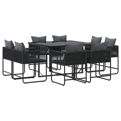 Set da Pranzo per Giardino 9 pcs Nero Acciaio