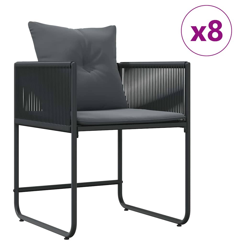 Set da Pranzo per Giardino 9 pcs Nero Acciaio
