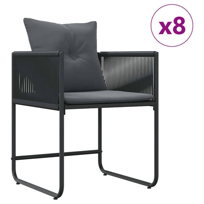 Set da Pranzo per Giardino 9 pcs Nero Acciaio