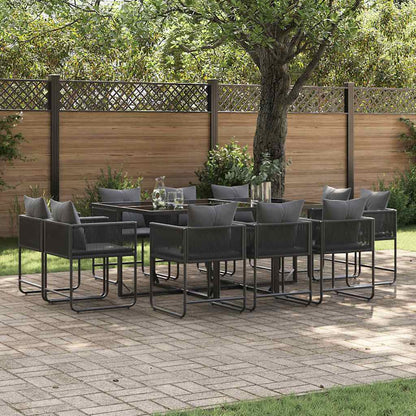 Set da Pranzo per Giardino 11 pcs Nero Acciaio