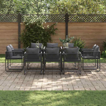 Set da Pranzo per Giardino 11 pcs Nero Acciaio