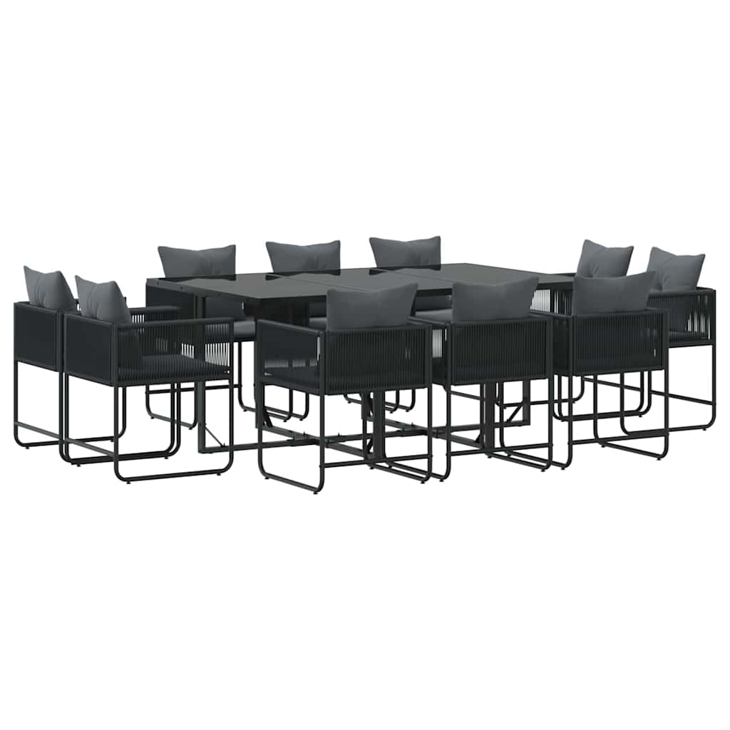 Set da Pranzo per Giardino 11 pcs Nero Acciaio