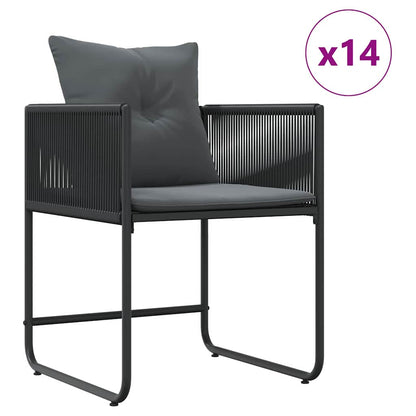 Set da Pranzo per Giardino 15 pcs Nero Acciaio