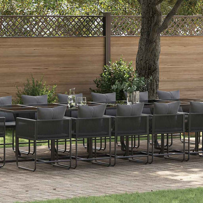 Set da Pranzo per Giardino 17 pcs Nero Acciaio