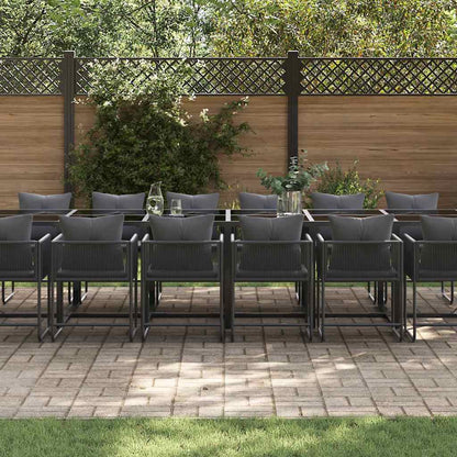 Set da Pranzo per Giardino 17 pcs Nero Acciaio