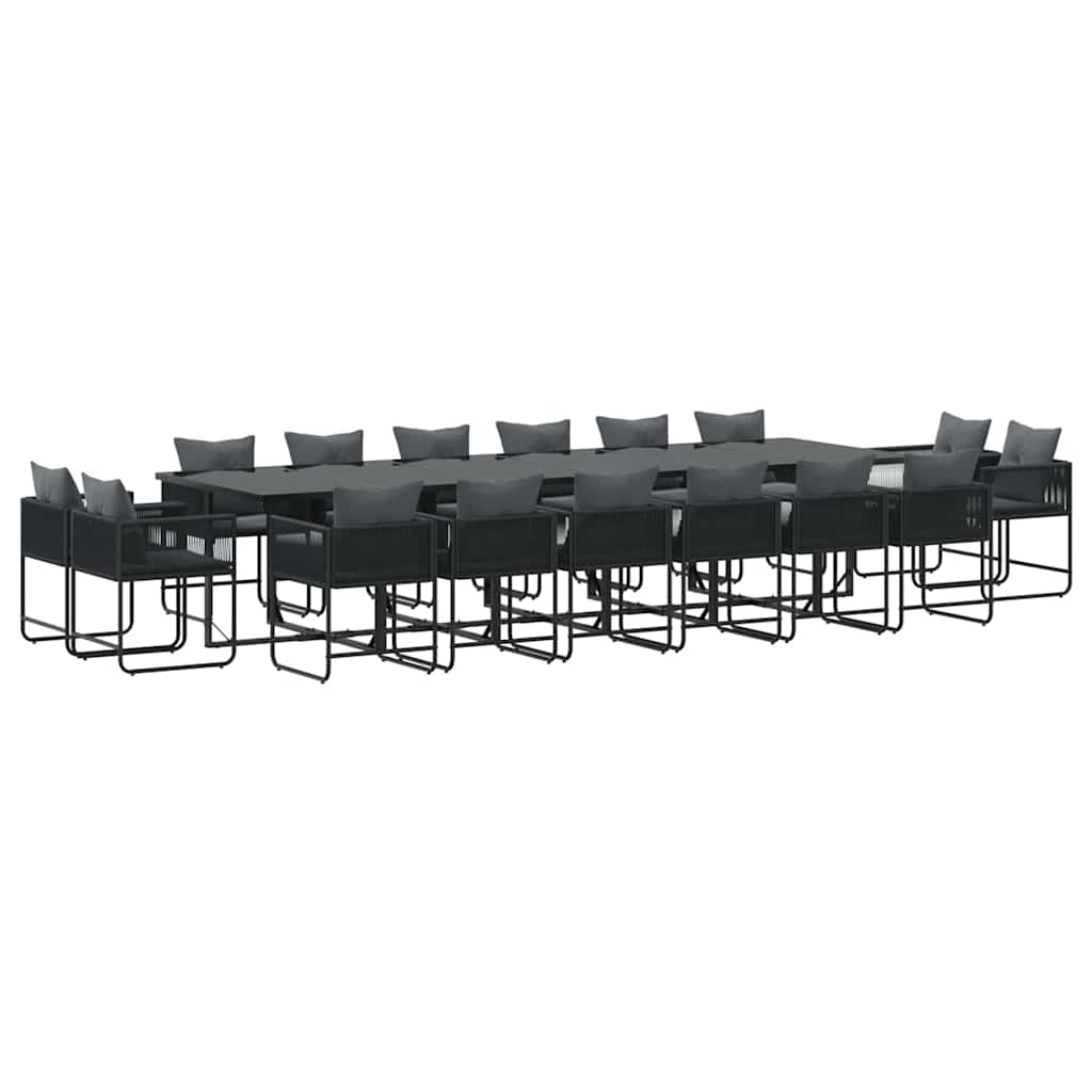 Set da Pranzo per Giardino 17 pcs Nero Acciaio