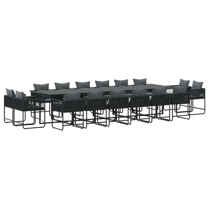 Set da Pranzo per Giardino 17 pcs Nero Acciaio