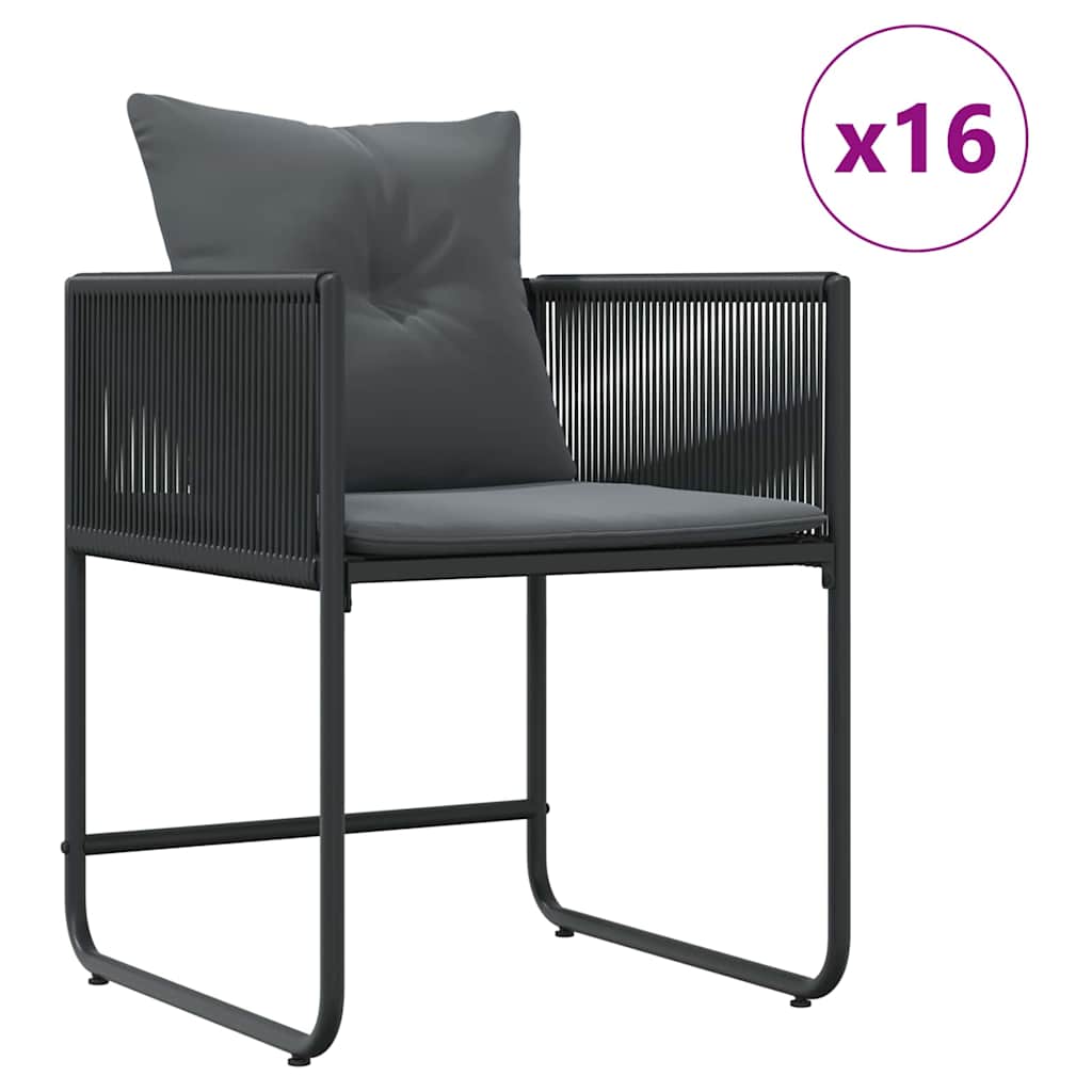 Set da Pranzo per Giardino 17 pcs Nero Acciaio