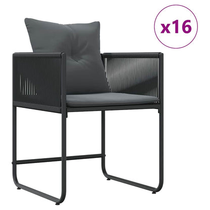 Set da Pranzo per Giardino 17 pcs Nero Acciaio