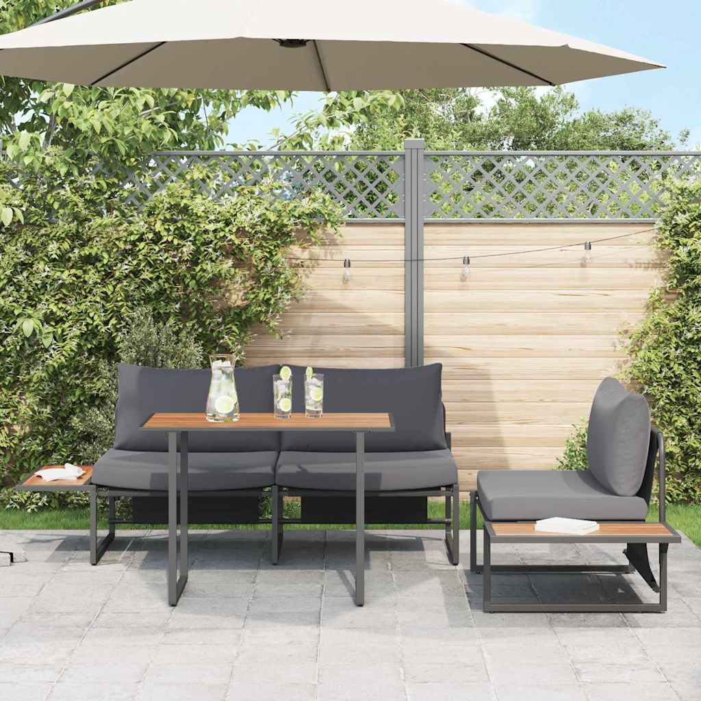 Set da Pranzo per Giardino 3 pcs Antracite Acciaio