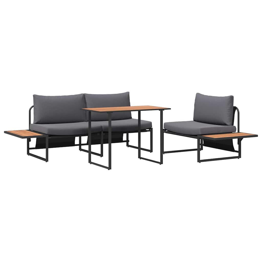 Set da Pranzo per Giardino 3 pcs Antracite Acciaio
