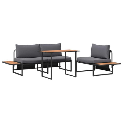 Set da Pranzo per Giardino 3 pcs Antracite Acciaio