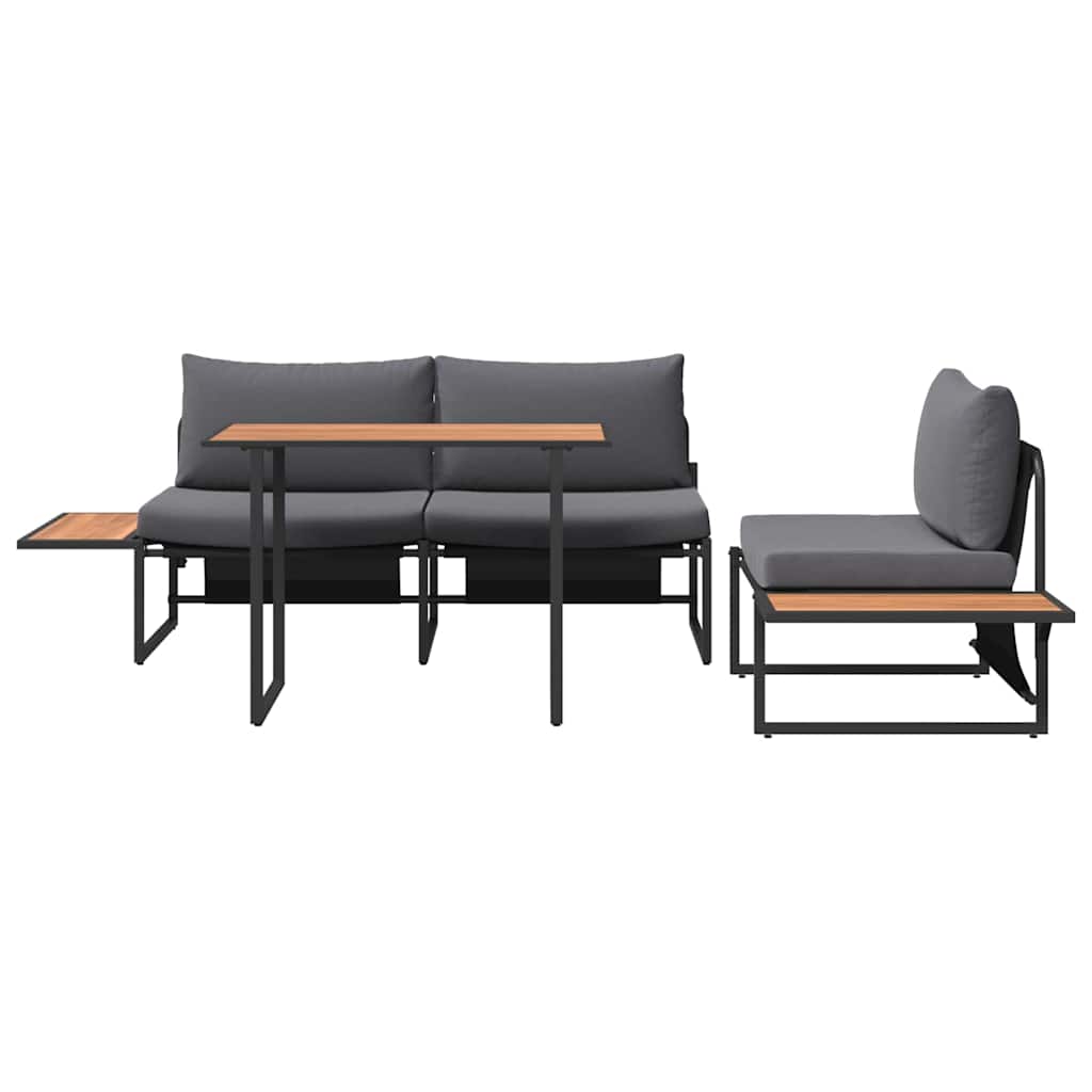 Set da Pranzo per Giardino 3 pcs Antracite Acciaio