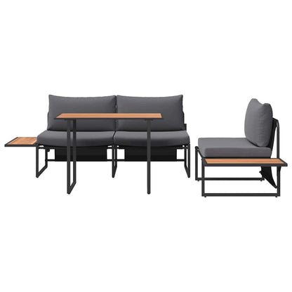 Set da Pranzo per Giardino 3 pcs Antracite Acciaio