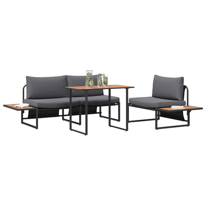 Set da Pranzo per Giardino 3 pcs Antracite Acciaio