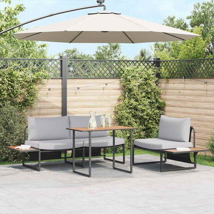 Set da Pranzo per Giardino 3 pcs Grigio chiaro Acciaio