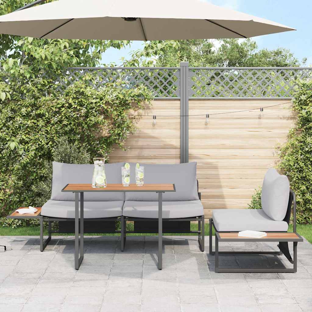 Set da Pranzo per Giardino 3 pcs Grigio chiaro Acciaio