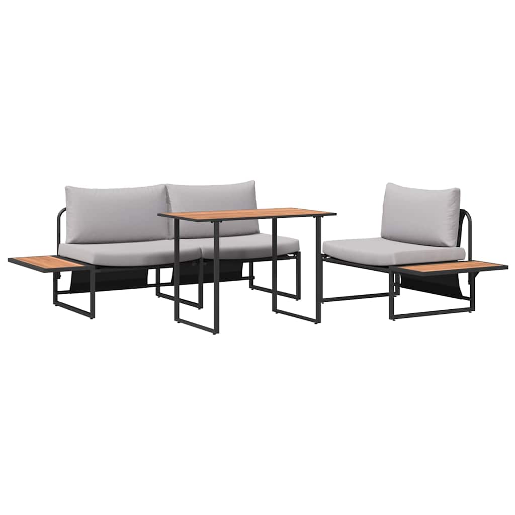 Set da Pranzo per Giardino 3 pcs Grigio chiaro Acciaio