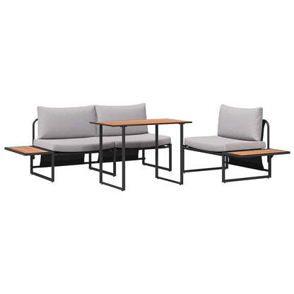 Set da Pranzo per Giardino 3 pcs Grigio chiaro Acciaio
