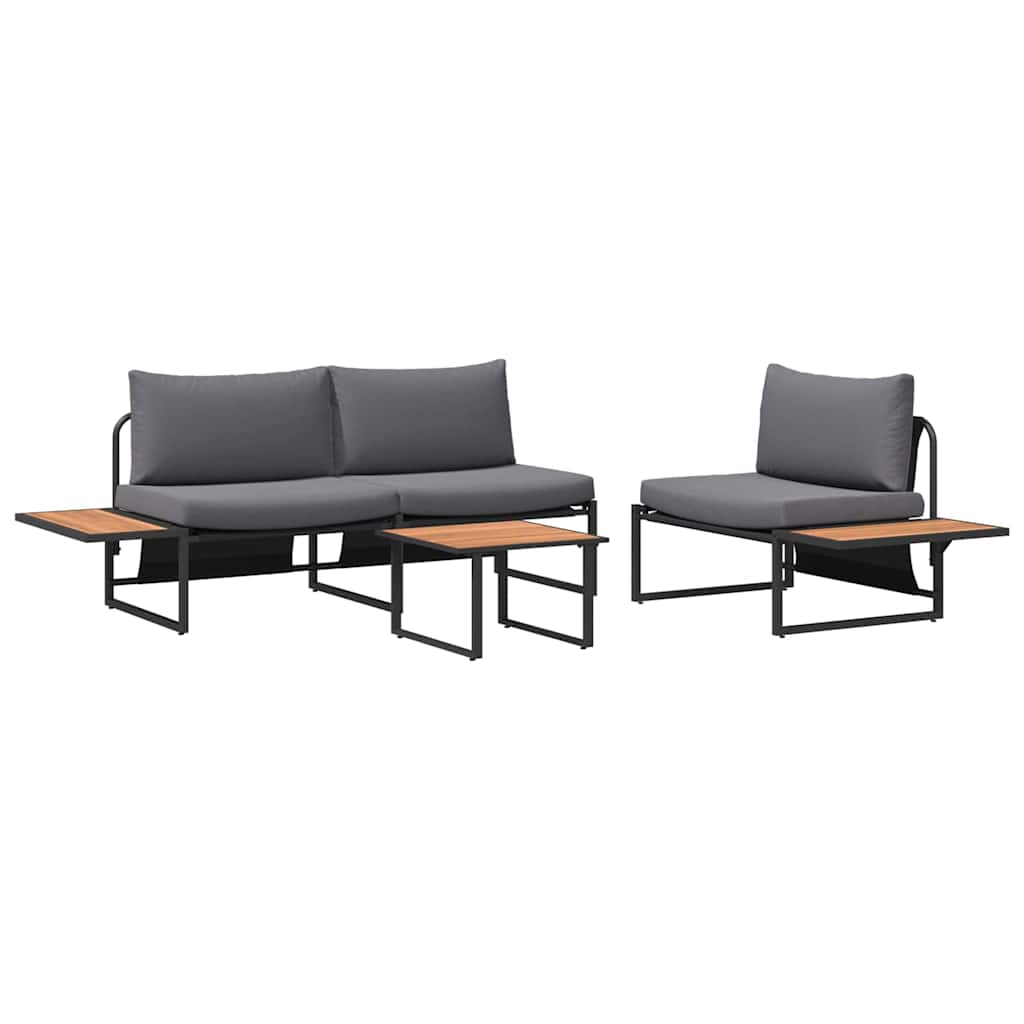 Set da Pranzo per Giardino 3 pcs Antracite Acciaio