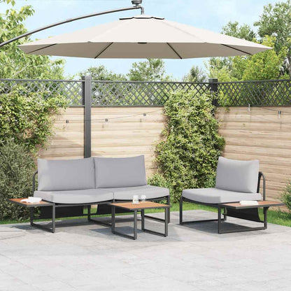 Set da Pranzo per Giardino 3 pcs Grigio chiaro Acciaio