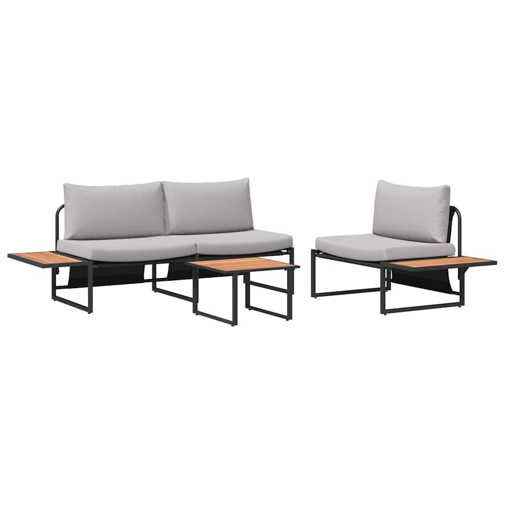 Set da Pranzo per Giardino 3 pcs Grigio chiaro Acciaio
