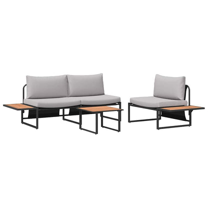 Set da Pranzo per Giardino 3 pcs Grigio chiaro Acciaio