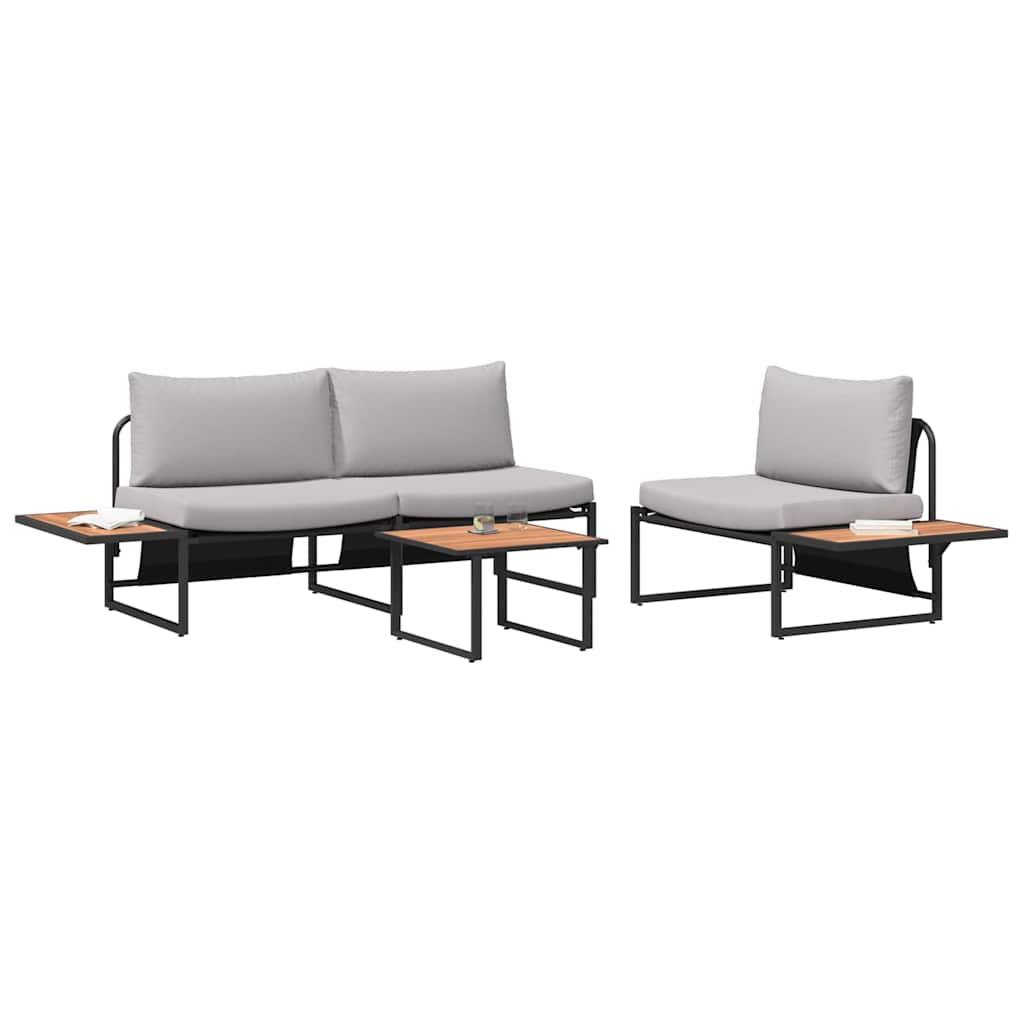Set da Pranzo per Giardino 3 pcs Grigio chiaro Acciaio