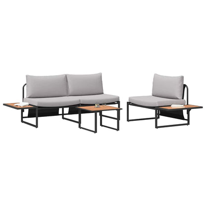 Set da Pranzo per Giardino 3 pcs Grigio chiaro Acciaio