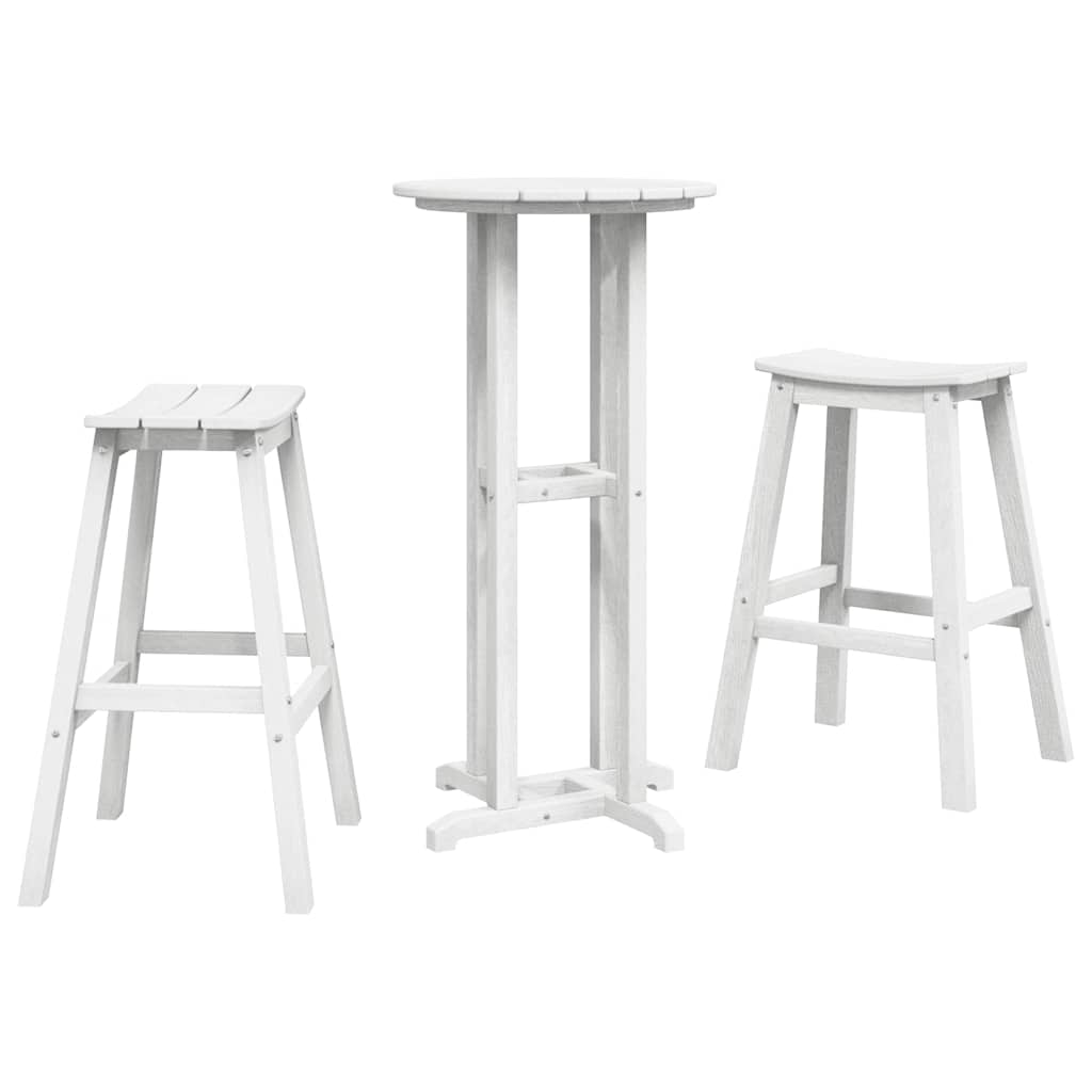 Set Bar da Giardino 3 pcs Bianco HDPE