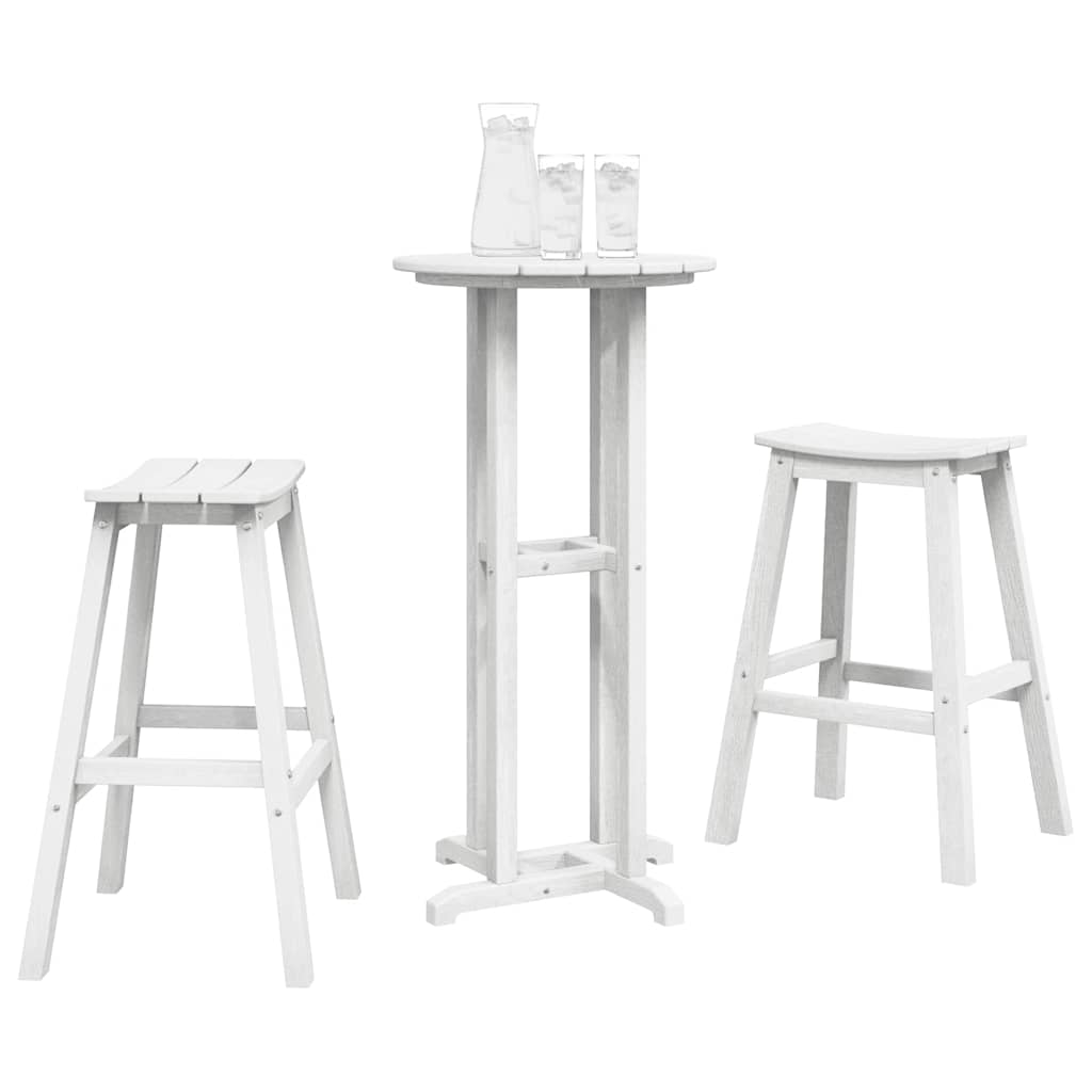 Set Bar da Giardino 3 pcs Bianco HDPE