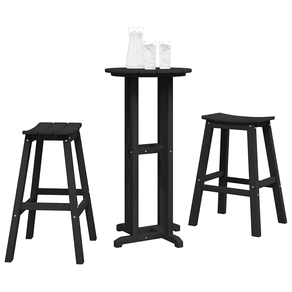 Set Bar da Giardino 3 pcs Nero HDPE