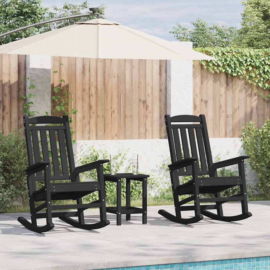 Sedia a dondolo 2 pcs Nero 92 x 70 x 108 cm Polietilene