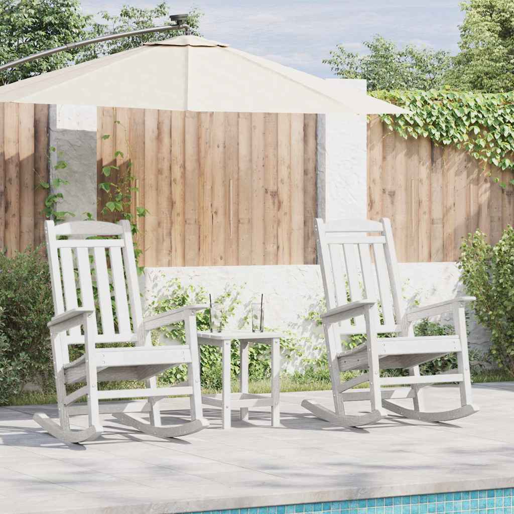 Sedia a dondolo 3 pcs Bianco Polietilene