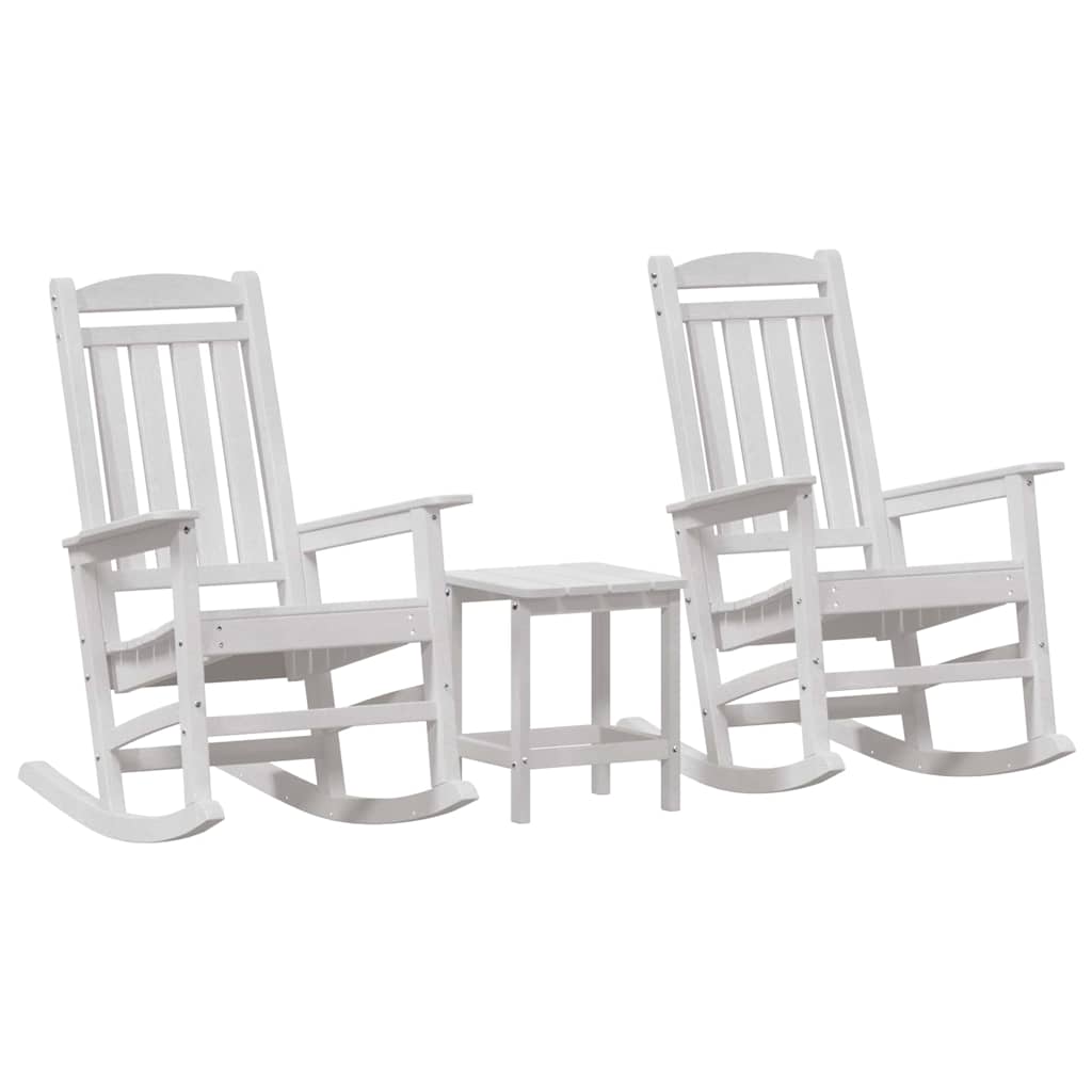 Sedia a dondolo 3 pcs Bianco Polietilene